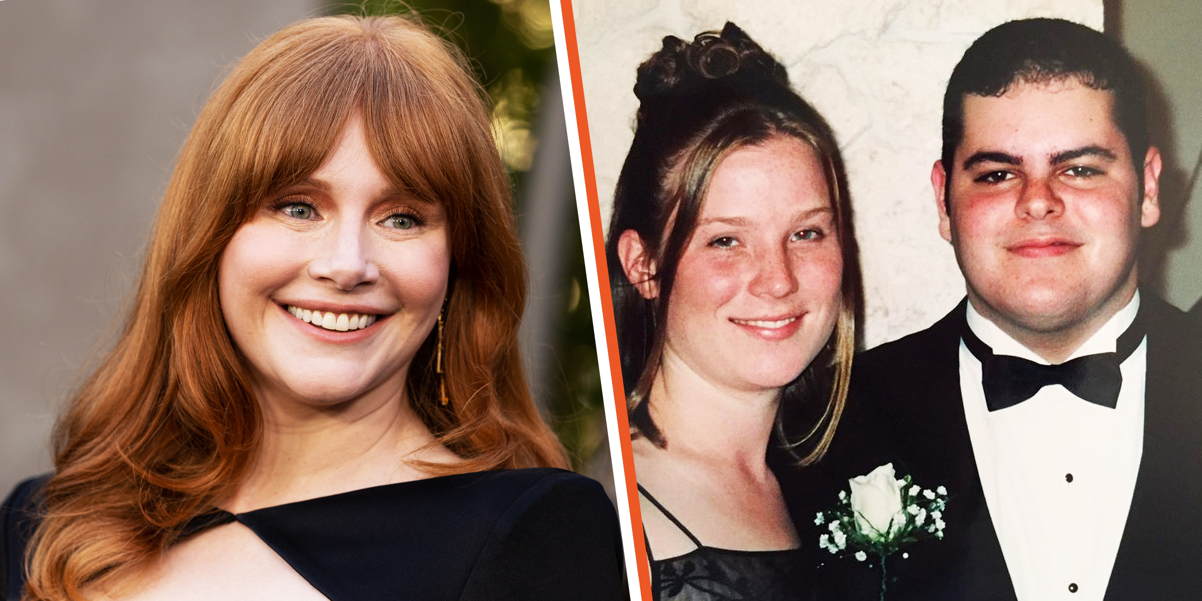Actress Bryce Dallas Howard | A throwback photo of actor Josh Gad with his prom date | Source: Getty Images | Instagram.com/joshgad