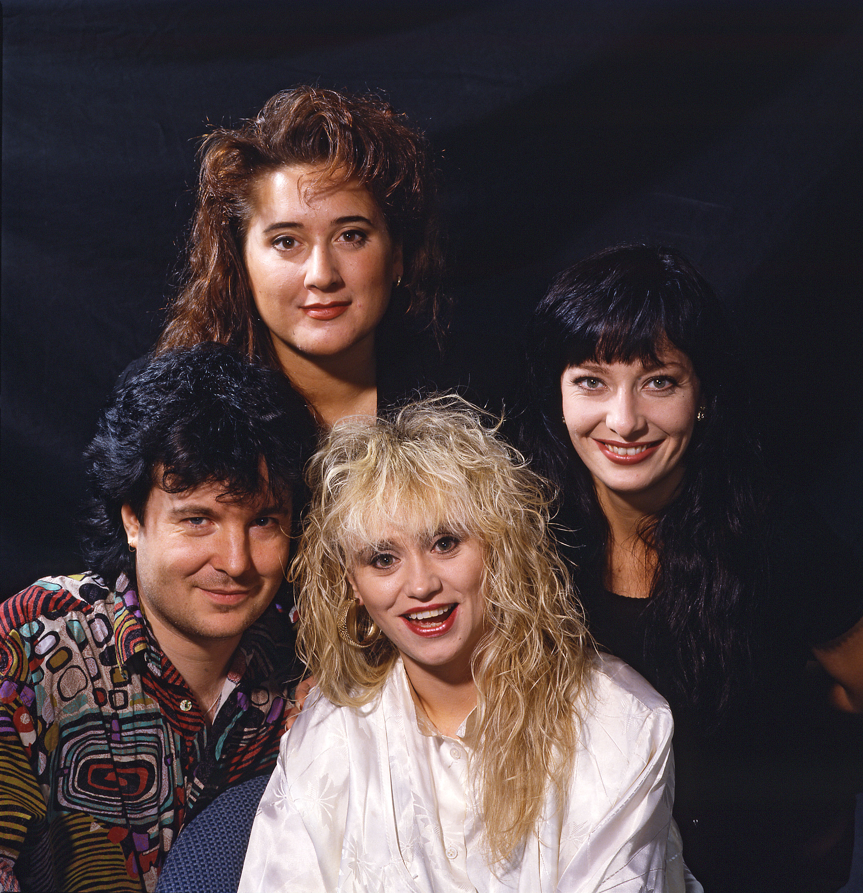 Swedish pop group One More Time's members: Peter and Nanne Grönvall with Maria Rĺdsten and Therese Löf on November 11, 1992 | Source: Getty Images