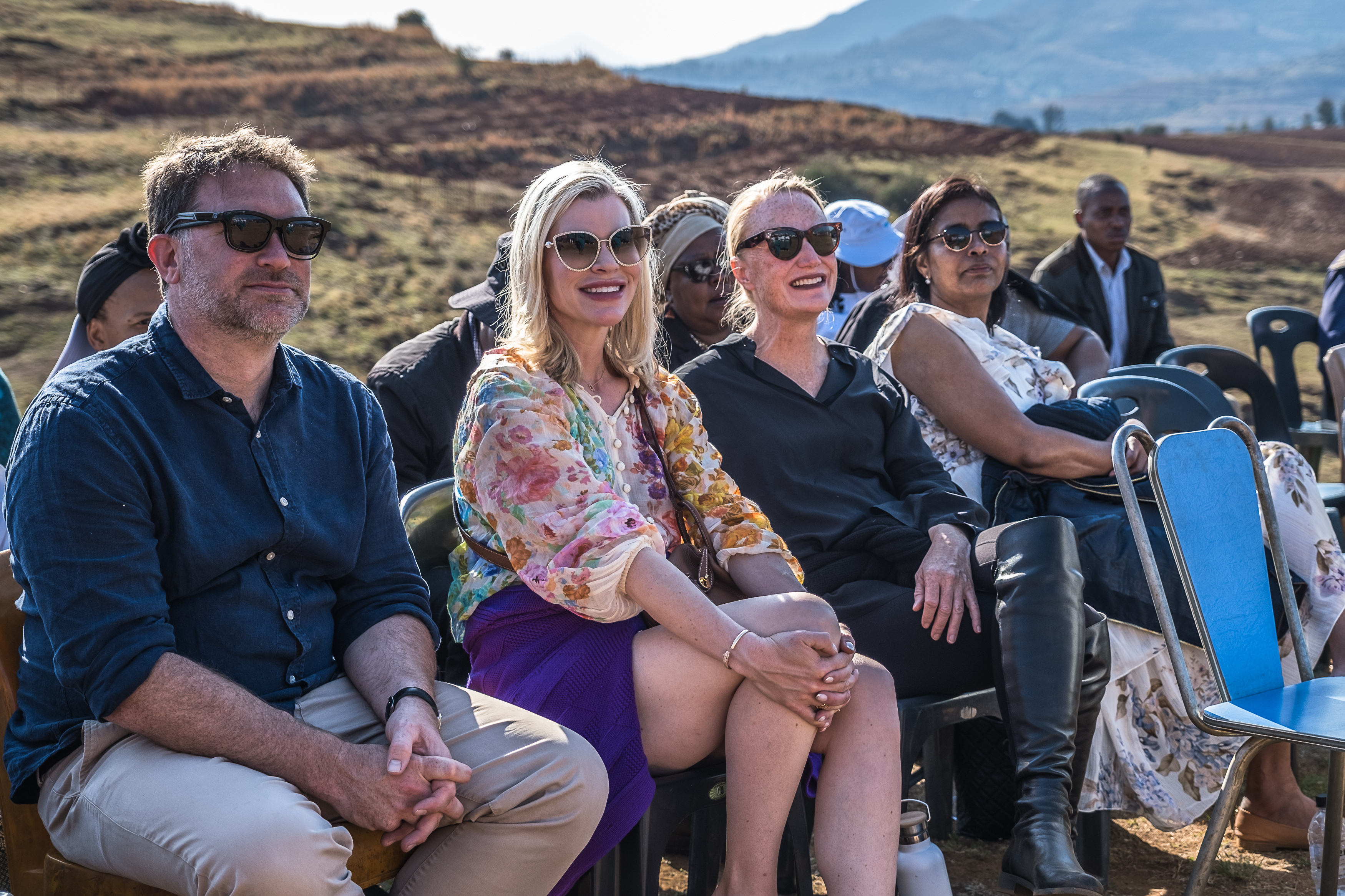Graham Leigh, Suzy Buckley, Stacey Boyd, and Carmel Gaillard visit Matlameng–Ha Mahlehle in the Leribe region with Sentebale to meet with the community and see the climate resilience project in action in Leribe, Lesotho, on October 2, 2024 | Source: Getty Images