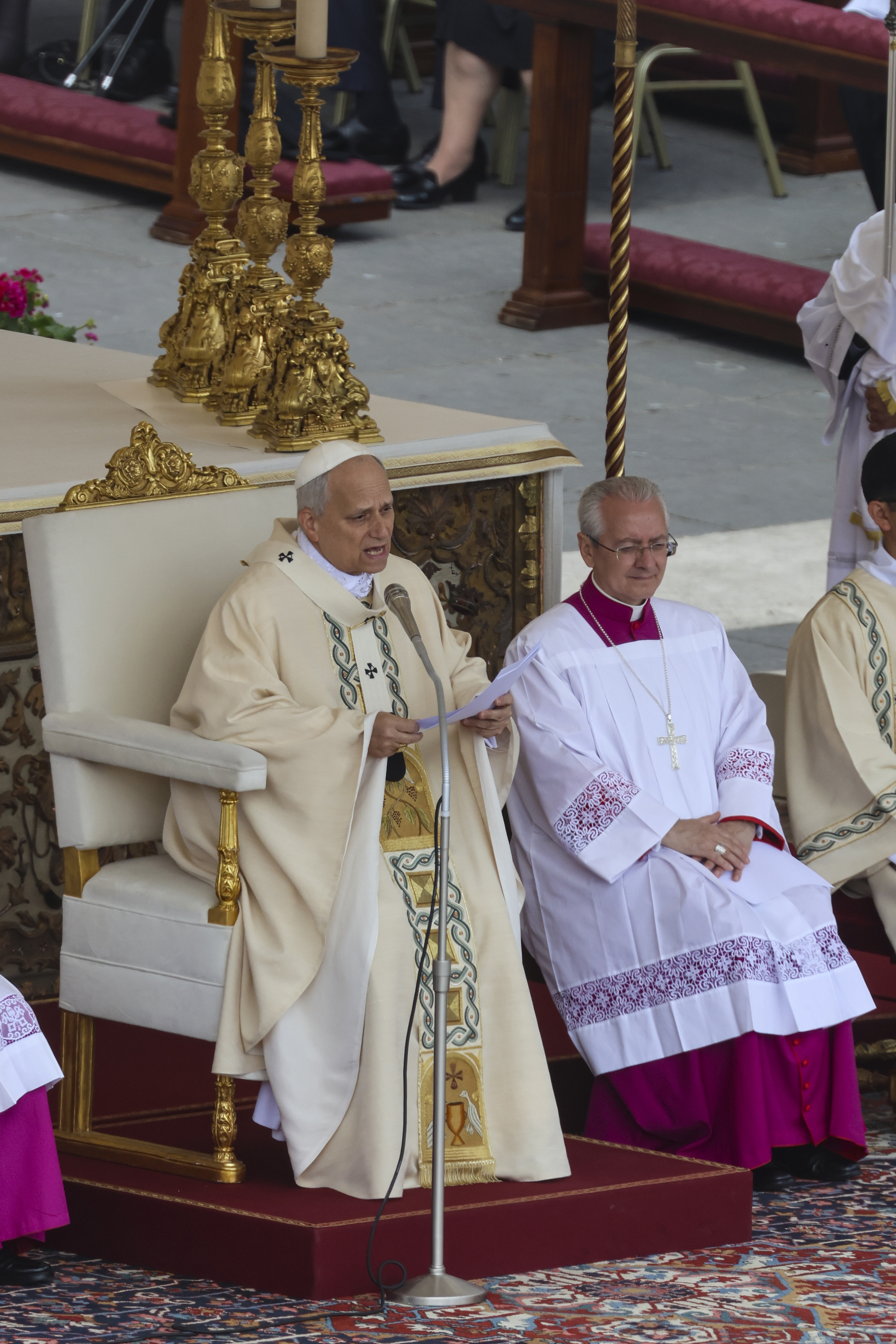Pope Leo XIV during his Inauguration Mass at St. Peter's Square on May 18, 2025, in Vatican City, Italy. | Source: Getty Images