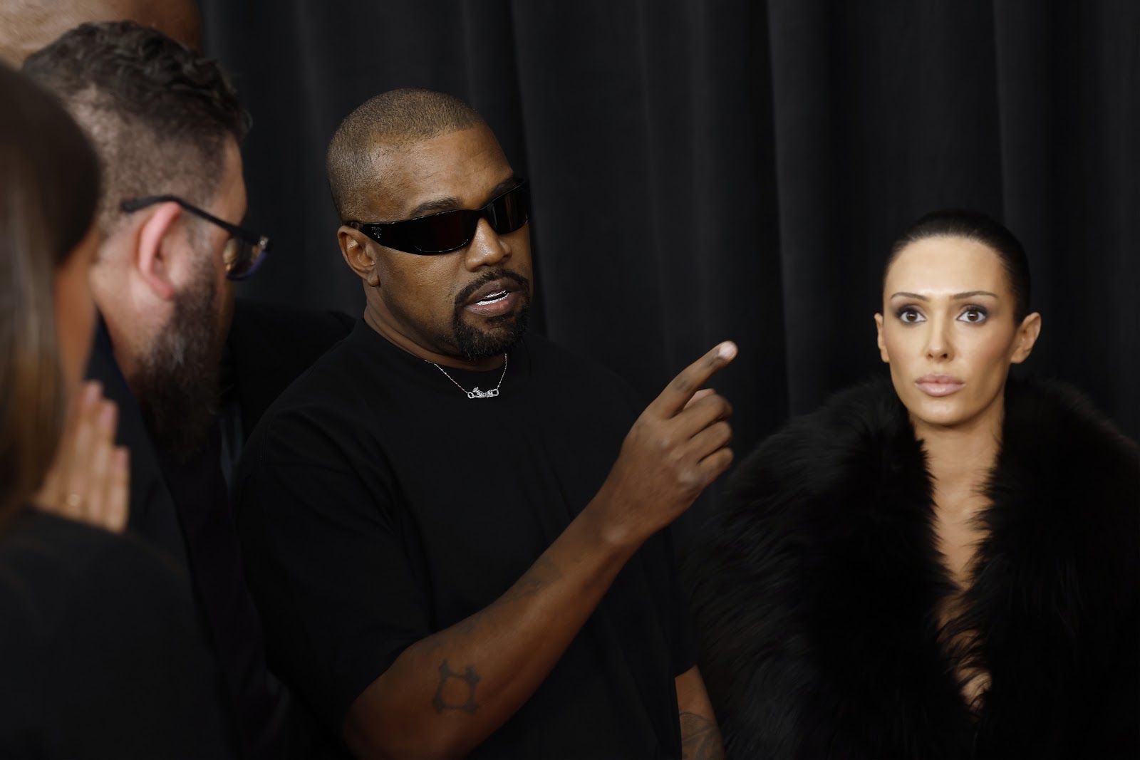 Kanye West addressing Grammy officials with Bianca Censori | Source: Getty Images