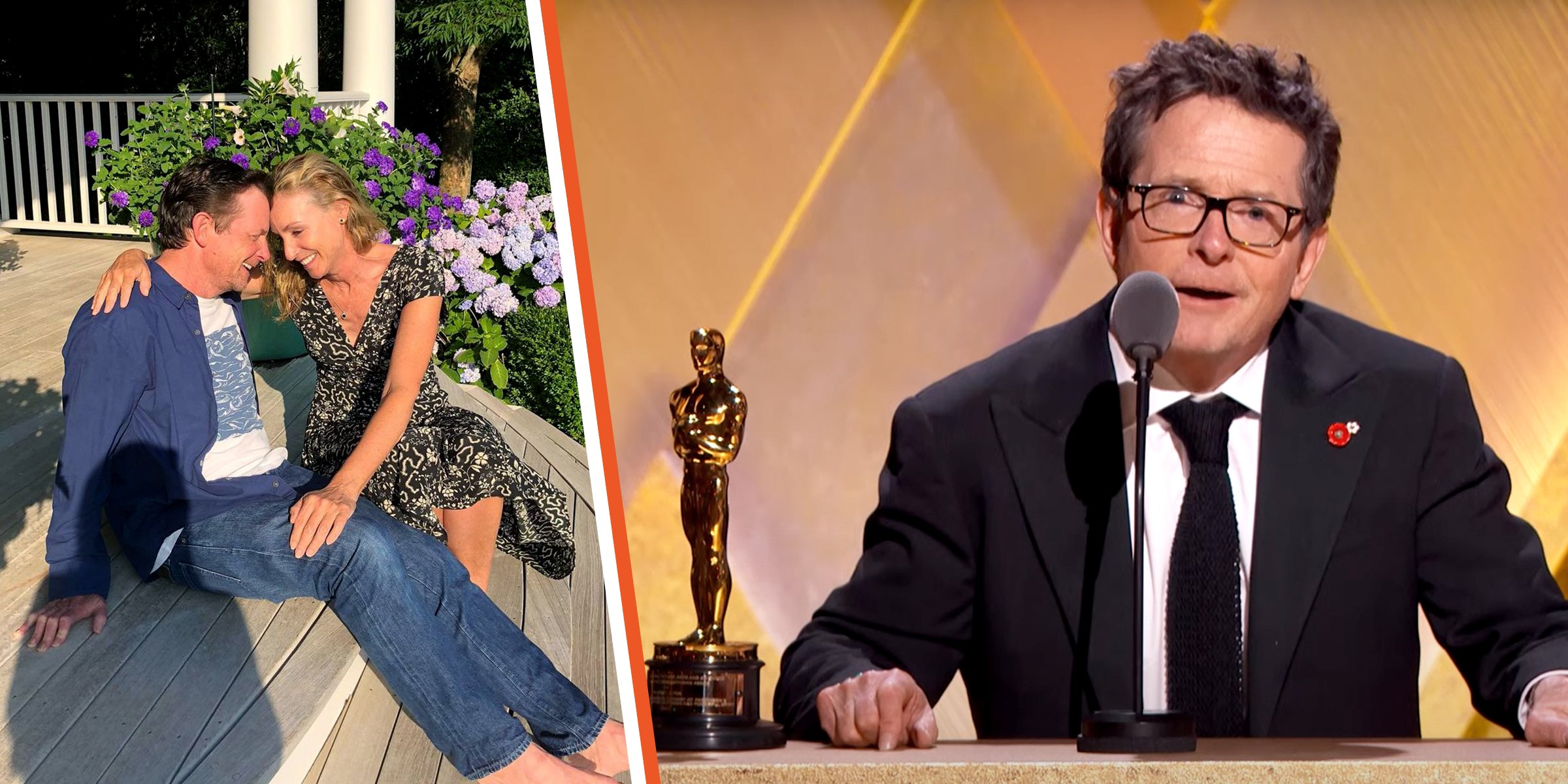 Michael J. Fox and Tracy Pollan. | Michael J. Fox. | Source: Instagram/tracy.pollan | Youtube/Oscars