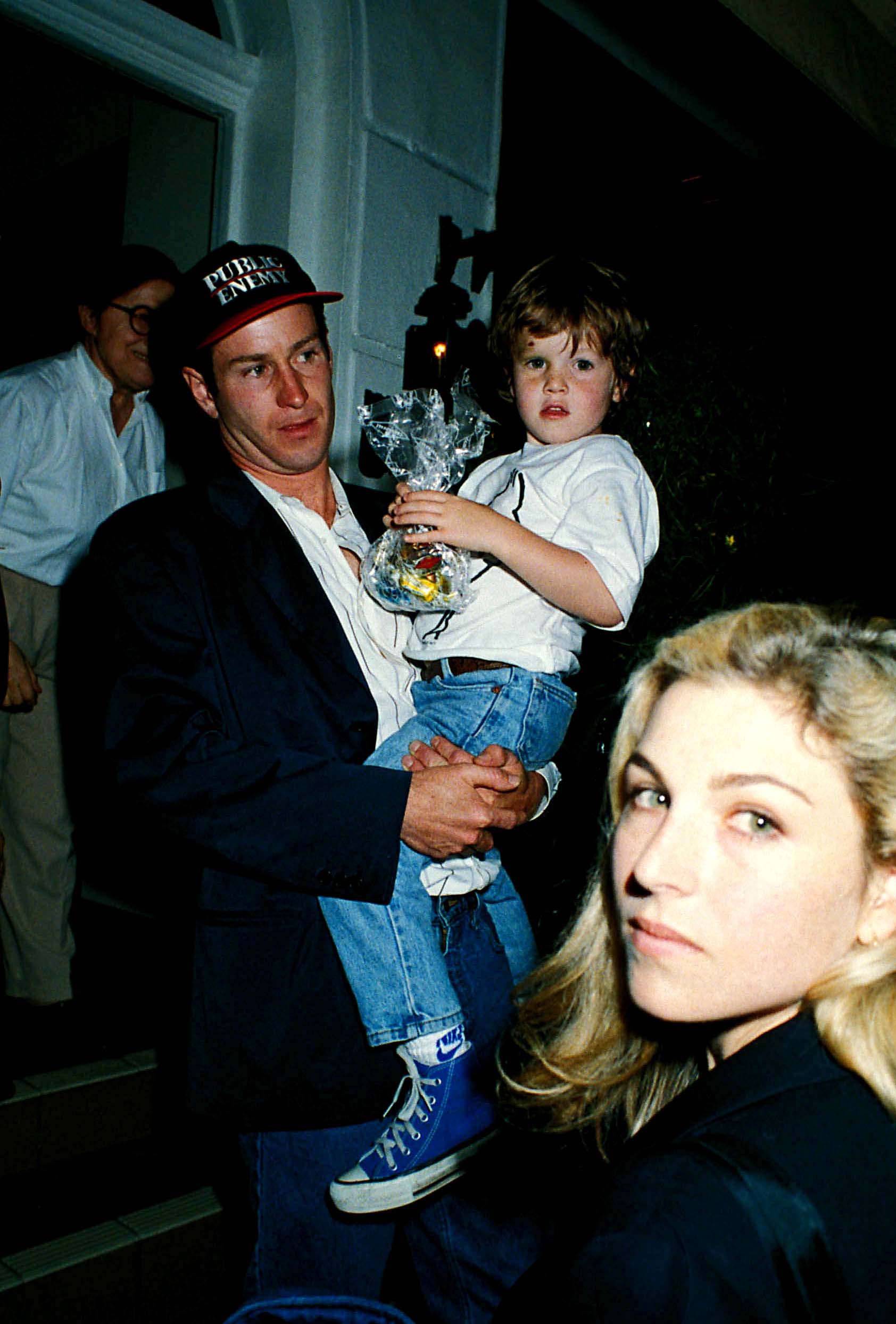 John McEnroe and his wife with their son Kevin in June 1992 in London, England. | Source: Getty Images
