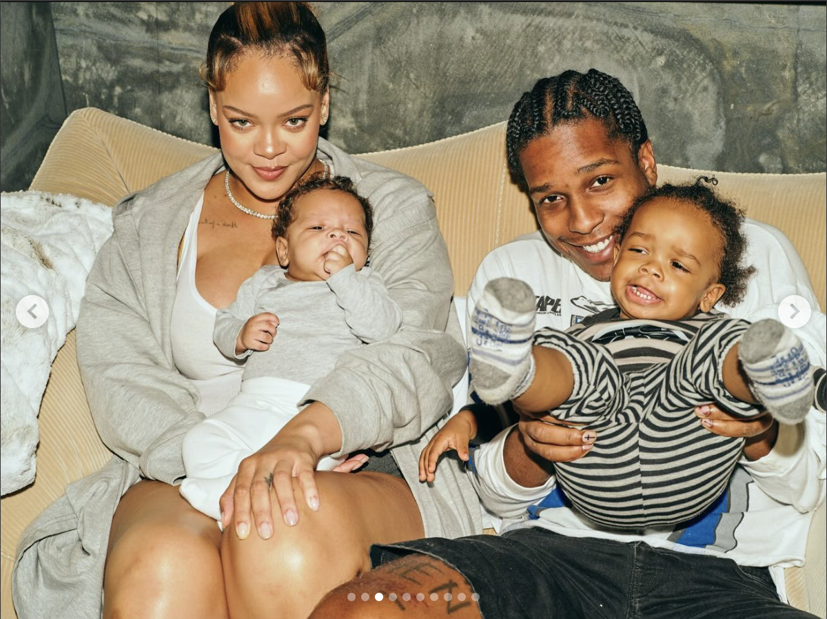 Rihanna, A$AP Rocky, RZA, and Riot in a rare Instagram picture, dated May 2024. | Source: Instagram/asaprocky