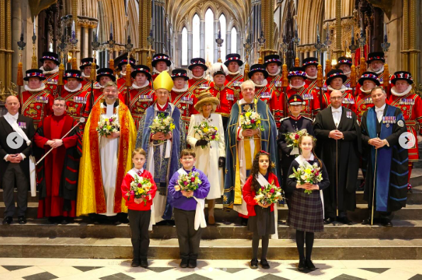 Queen Camilla posing with people in attendance for the Maundy service at Worcester Cathedral posted on March 28, 2024 | Source: Instagram/theroyalfamily
