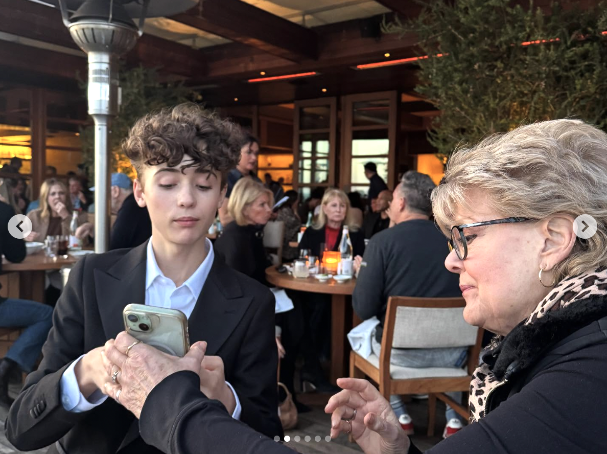 Julian Fuego Thicke is seen with his grandma, Gloria Loring, on his early birthday celebration, dated April 5, 2025 | Source: Instagram/robinthicke