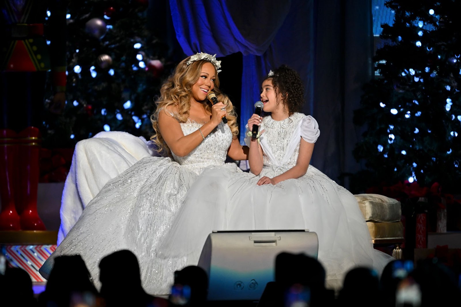 Mariah Carey and Monroe Cannon singing during the “Mariah Carey: Merry Christmas To All!” primetime concert special on December 13, 2022 | Source: Getty Images