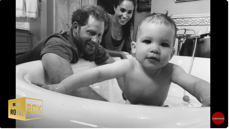 Prince Harry, Duke of Sussex and Meghan, Duchess of Sussex, pose with Archie Harrison Mountbatten-Windsor at home from a YouTube video dated December 15, 2022 | Source: Youtube/@LMT
