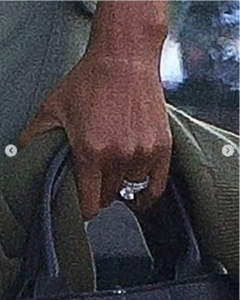 A close-up of Michelle Obama's wedding ring from a post dated April 20, 2025. | Source: Instagram/pagesix