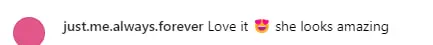 User comment, dated November 2023 | Source | Instagram/justjared