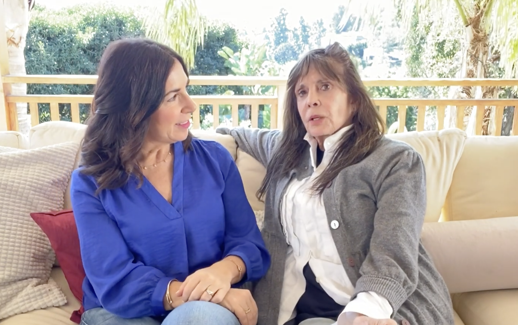 Talia Shire being interviewed by Kara Mayer Robinson in a post dated May 6, 2023 | Source: YouTube/Really Famous with Kara Mayer Robinson